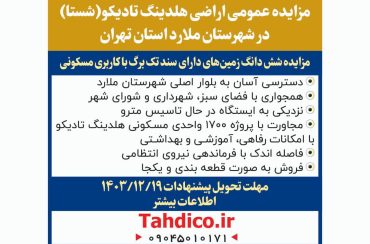 “Public Auction Notice for Tadico Holding’s Lands in Malard County”